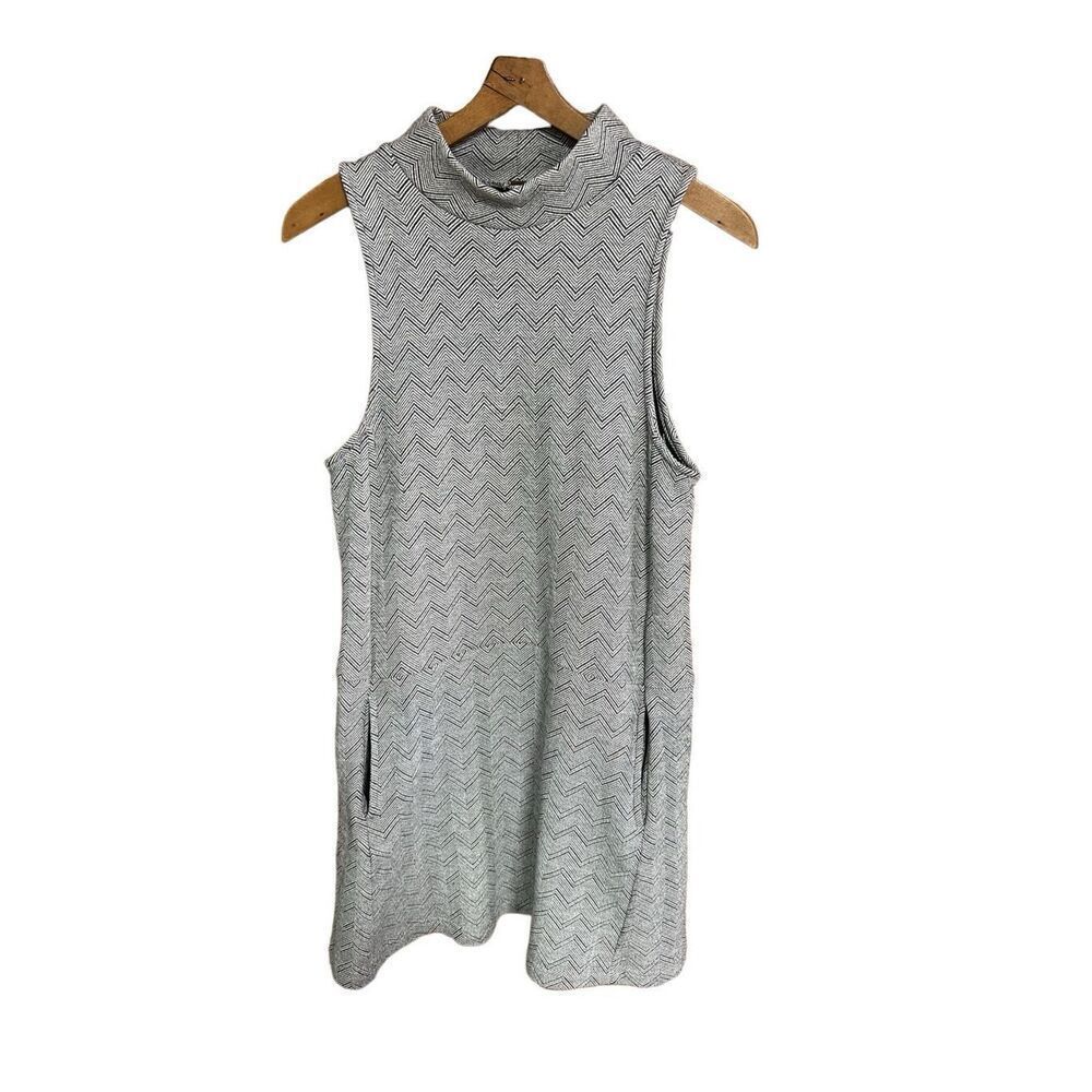 Free People Large (L) Grey and Black Chevron Dress Sleeveless Mock Turtleneck Po